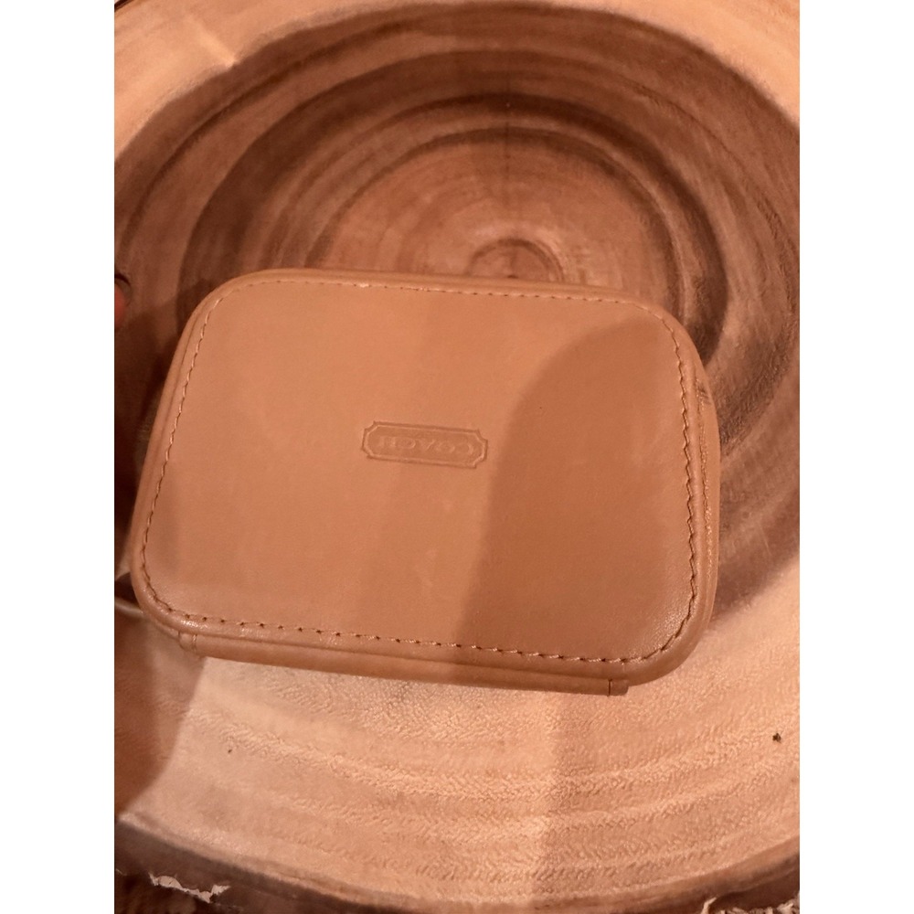 Coach Leather Pill Case Holder Brown Zip Around Small Travel Embossed‎ - Picture 4 of 6